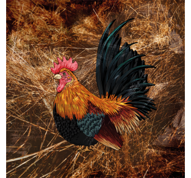 Posavasos vintage obra de arte gallo colorido - TenVinilo