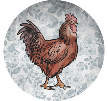Posavasos moderno ilustración de gallo floral - TenVinilo