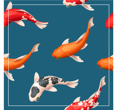 Posavasos moderno patrón de peces koi coloridos - TenVinilo