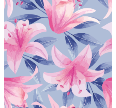 Posavasos patrón floral con lirios rosados - TenVinilo