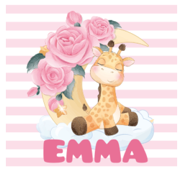 Posavasos personalizable jirafa con media luna floral - TenVinilo