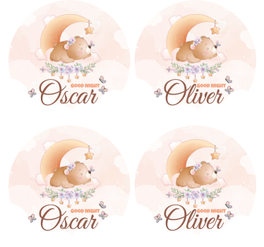 Posavasos personalizable tema de osito para dormir - TenVinilo