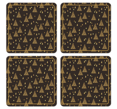Posavasos navidad Elegantes arboles de navidad dorados - TenVinilo