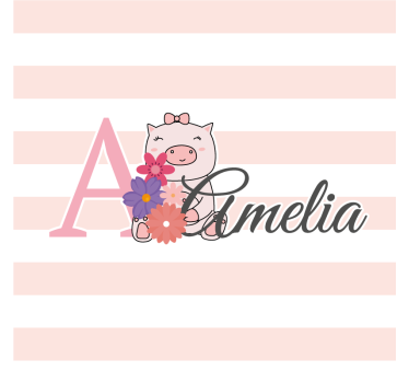 Posavasos personalizable cerdito juguetón con flores - TenVinilo