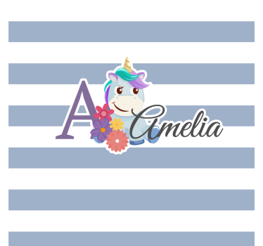 Posavasos personalizable inicial floral con unicornio - TenVinilo