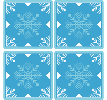 Posavasos navidad Copos de nieve tonos azules - TenVinilo