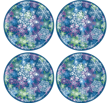Posavasos navidad Iluminando los copos de nieve sobre fondo azul. - TenVinilo