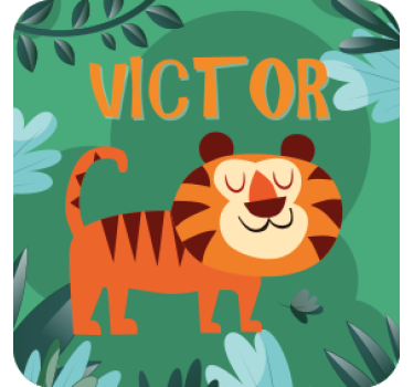 Posavasos personalizable ilustración de tigre alegre - TenVinilo