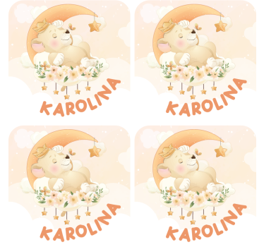 Posavasos personalizable oso durmiendo con estrellas - TenVinilo