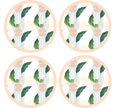Posavasos moderno patrón geométrico de hojas - TenVinilo