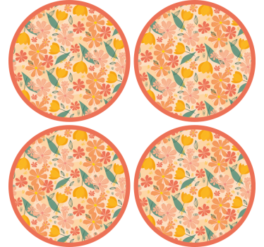 Posavasos superficie redonda con patrón floral - TenVinilo