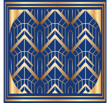 Posavasos moderno patrón geométrico azul y dorado - TenVinilo