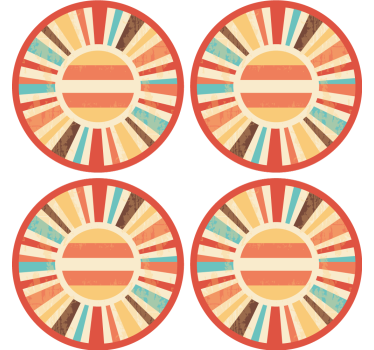 Posavasos retro Coloridos rayos de sol retro - TenVinilo