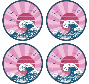 Posavasos frikis diseño retro olas del océano - TenVinilo