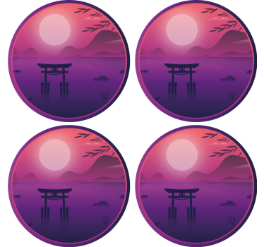 Posavasos moderno paisaje de atardecer sereno - TenVinilo