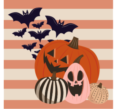 Posavasos halloween trio de calabazas con murciélagos - TenVinilo