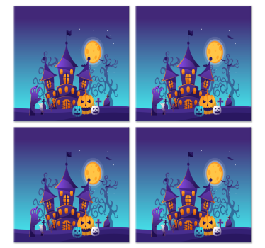 Posavasos de Halloween Cementerio espeluznante con murciélagos y  - TenVinilo