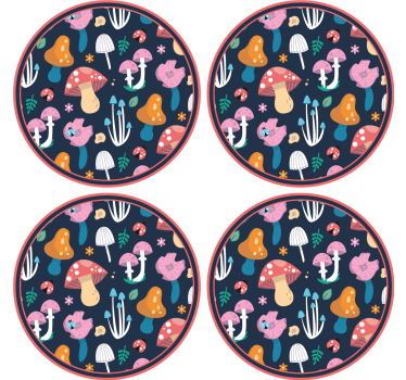 Posavasos frikis con motivo de hongos vibrantes - TenVinilo