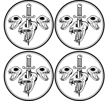 Posavasos frikis calavera y espada - TenVinilo