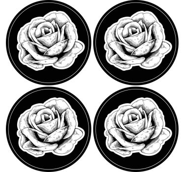 Posavasos rosa negra intrincada - TenVinilo