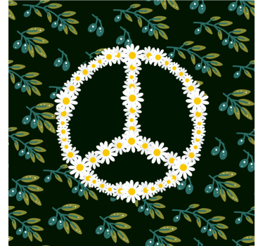 Posavasos frikis símbolo de paz floral - TenVinilo