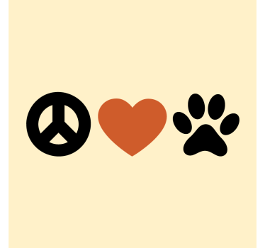 Posavasos retro Símbolo de la paz con corazón y pata de perro - TenVinilo
