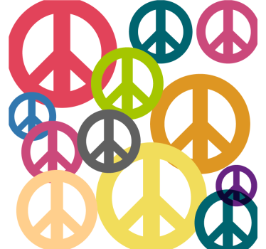 Posavasos frikis iconos de paz vibrantes - TenVinilo