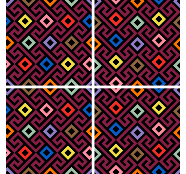 Posavasos patrón geométrico colorido - TenVinilo