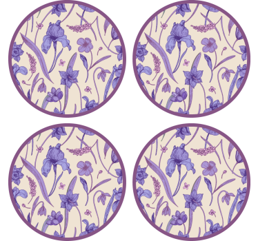 Posavasos patrón floral púrpura - TenVinilo