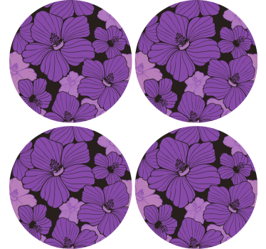 Posavasos patrón floral morado vibrante - TenVinilo