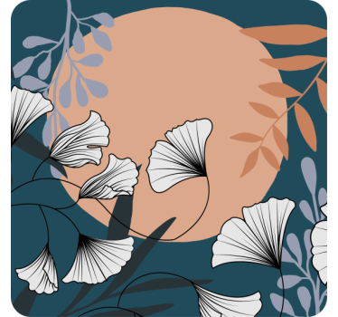 Posavasos moderno patrón floral de ginkgo - TenVinilo