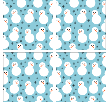 Posavasos navideño fondo de muñecos de nieve - TenVinilo