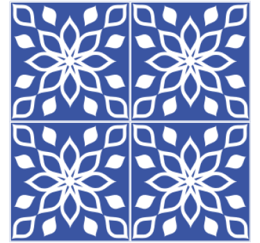 Posavasos azulejo cuadrado con patrón floral - TenVinilo