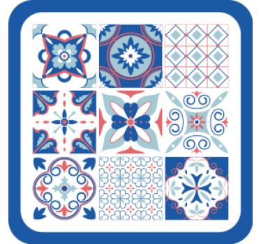 Posavasos azulejo con motivos geométricos - TenVinilo