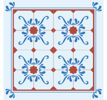 Posavasos azulejo patrón floral decorativo - TenVinilo