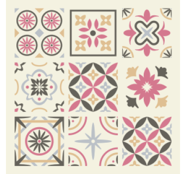 Posavasos azulejo elemento floral geométrico - TenVinilo