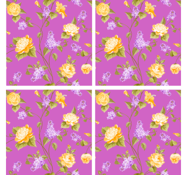 Posavasos estampado floral con rosas amarillas - TenVinilo