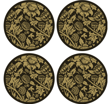 Posavasos vintage patrón floral dorado - TenVinilo