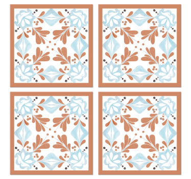 Posavasos de azulejos Azulejos mediterráneos florales - TenVinilo