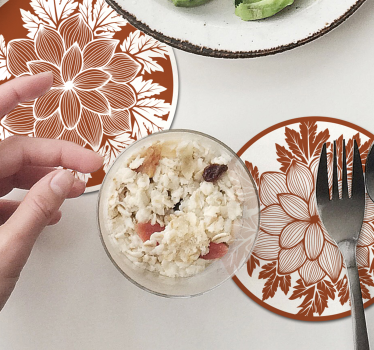 Posavasos arreglo de motivos florales - TenVinilo