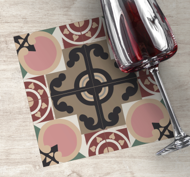 Posavasos azulejo con patrones geométricos intrincados - TenVinilo