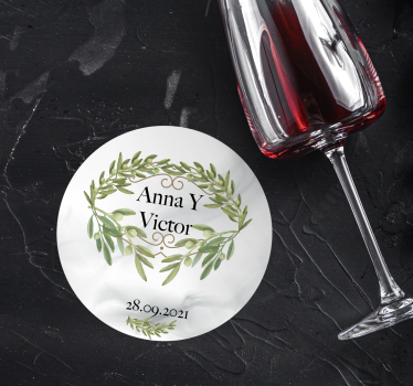 Posavasos boda emblema de rama de olivo - TenVinilo