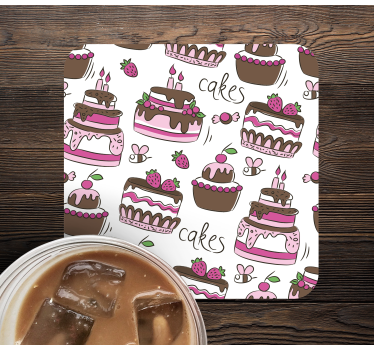 Posavasos boda ilustración de postre caprichoso - TenVinilo