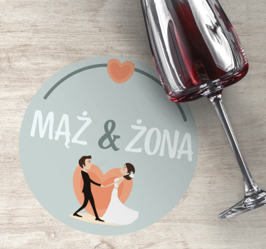 Posavasos boda pareja novio novia corazón - TenVinilo