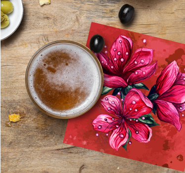 Posavasos cerveza arreglo floral vibrante - TenVinilo