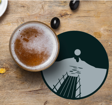 Posavasos cerveza atardecer sobre el agua - TenVinilo