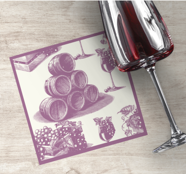 Posavasos cerveza barriles de vino y copas - TenVinilo
