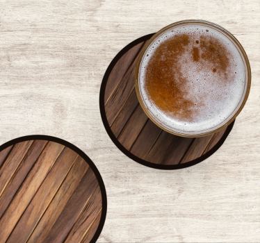 Posavasos cerveza base circular textura madera - TenVinilo