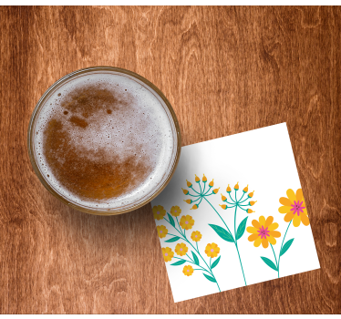 Posavasos cerveza composición de flores vibrantes - TenVinilo