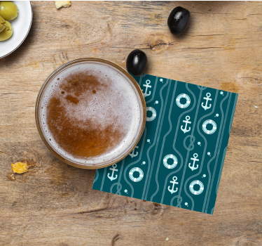 Posavasos cerveza con diseño de anclas y boyas - TenVinilo